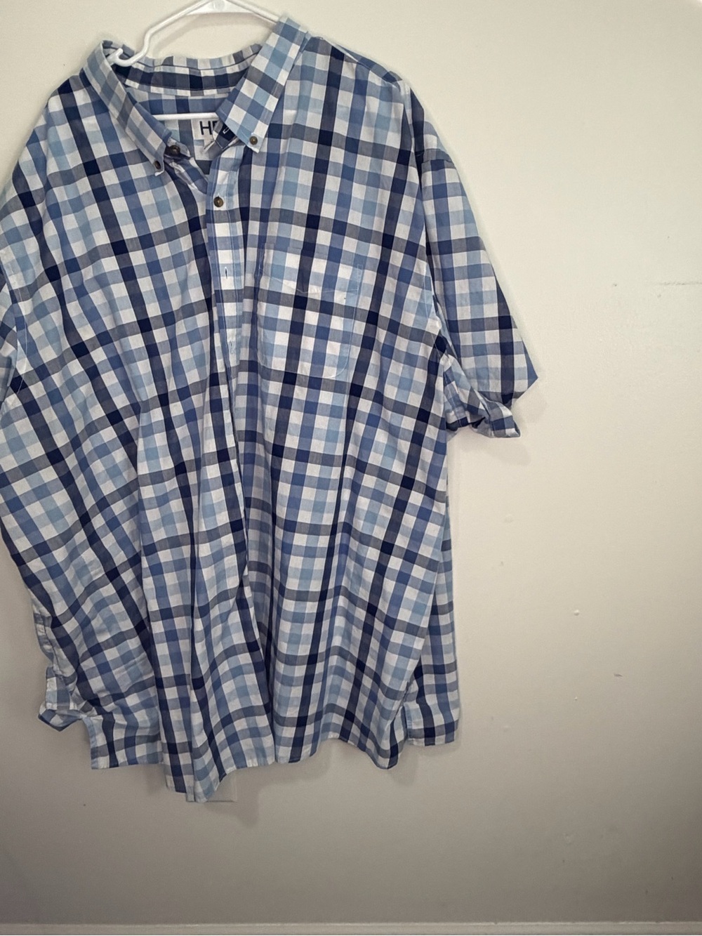 Harbor Bay Blue Plaid Short-Sleeve Button-Down Shirt